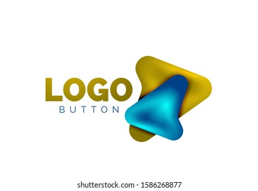 Arrow logo template. Or play or download button logotype template. Minimal geometrical design, 3d geometric bold symbol in relief style with color blend steps effect. Vector Illustration For Wallpaper