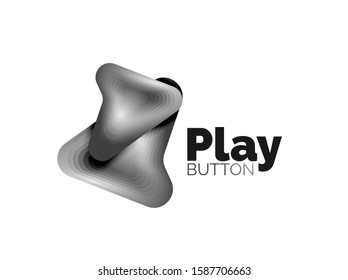 Plantilla de logotipo de flecha. O bien reproducir o descargar la plantilla de logotipo de botón. Diseño geométrico mínimo, símbolo de negrita geométrica 3d en estilo de relieve con efecto de combinación de colores. Ilustración De Vectores Para Papel De Fondo De Pantalla