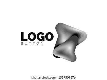 Plantilla de logotipo de flecha. O bien reproducir o descargar la plantilla de logotipo de botón. Diseño geométrico mínimo, símbolo de negrita geométrica 3d en estilo de relieve con efecto de combinación de colores. Ilustración De Vectores Para Papel De Fondo De Pantalla