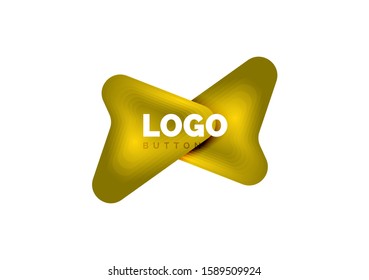 Arrow logo template. Or play or download button logotype template. Minimal geometrical design, 3d geometric bold symbol in relief style with color blend steps effect. Vector Illustration For Wallpaper
