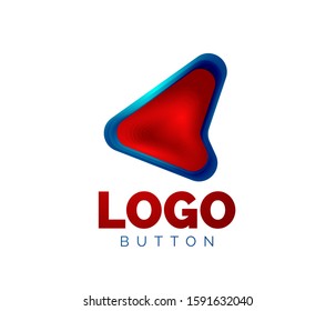 Plantilla de logotipo de flecha. O bien reproducir o descargar la plantilla de logotipo de botón. Diseño geométrico mínimo, símbolo de negrita geométrica 3d en estilo de relieve con efecto de combinación de colores. Ilustración De Vectores Para Papel De Fondo De Pantalla