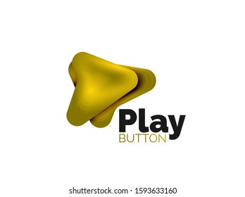 Arrow logo template. Or play or download button logotype template. Minimal geometrical design, 3d geometric bold symbol in relief style with color blend steps effect. Vector Illustration For Wallpaper