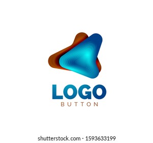 Plantilla de logotipo de flecha. O bien reproducir o descargar la plantilla de logotipo de botón. Diseño geométrico mínimo, símbolo de negrita geométrica 3d en estilo de relieve con efecto de combinación de colores. Ilustración De Vectores Para Papel De Fondo De Pantalla