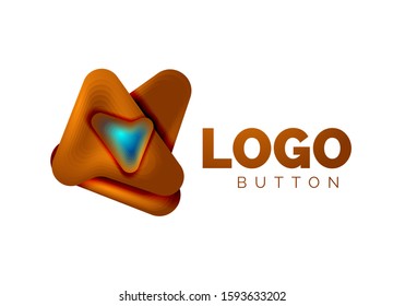 Plantilla de logotipo de flecha. O bien reproducir o descargar la plantilla de logotipo de botón. Diseño geométrico mínimo, símbolo de negrita geométrica 3d en estilo de relieve con efecto de combinación de colores. Ilustración De Vectores Para Papel De Fondo De Pantalla