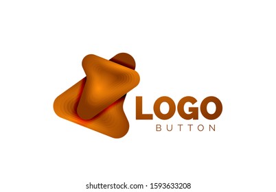 Arrow logo template. Or play or download button logotype template. Minimal geometrical design, 3d geometric bold symbol in relief style with color blend steps effect. Vector Illustration For Wallpaper