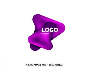 Arrow logo template. Or play or download button logotype template. Minimal geometrical design, 3d geometric bold symbol in relief style with color blend steps effect. Vector Illustration For Wallpaper