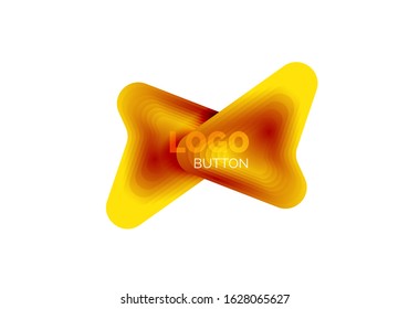 Arrow logo template. Or play or download button logotype template. Minimal geometrical design, 3d geometric bold symbol in relief style with color blend steps effect. Vector Illustration For Wallpaper