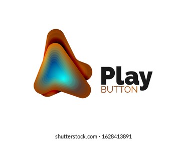 Arrow logo template. Or play or download button logotype template. Minimal geometrical design, 3d geometric bold symbol in relief style with color blend steps effect. Vector Illustration For Wallpaper
