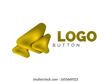 Arrow logo template. Or play or download button logotype template. Minimal geometrical design, 3d geometric bold symbol in relief style with color blend steps effect. Vector Illustration For Wallpaper