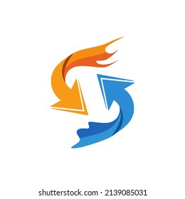 Plantilla de logotipo de flecha. Diseño de símbolos de reciclaje para su negocio. Icono de la compañía de agua e incendios