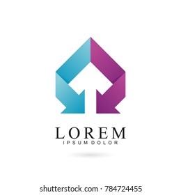 Up Arrow logo template with smooth color gradient