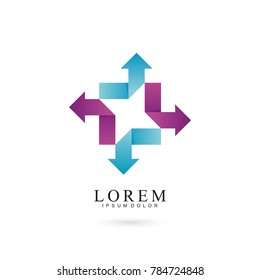 Arrow logo template with Star and smooth color gradient