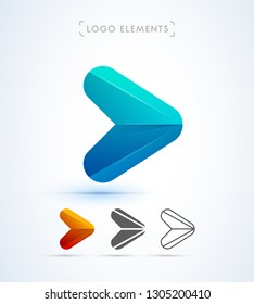 Arrow logo template. Vector abstract material design, flat and line style