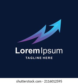 Arrow logo with thunderbolt concept