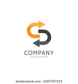 arrow logo.letter s logo template vector