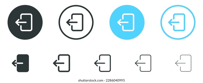 arrow Logout account icon - Enter symbol, log out icon button - arrow and door icon entry symbols in filled, thin line, outline and stroke style for apps and website