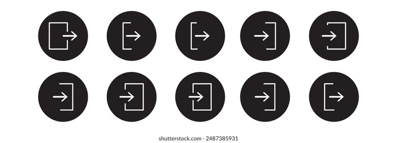 arrow Logout account icon - Enter symbol, log out icon button - arrow and door icon entry symbols in filled, thin line, outline and stroke style for apps and website
