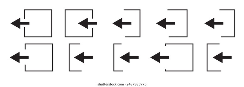 arrow Logout account icon - Enter symbol, log out icon button - arrow and door icon entry symbols in filled, thin line, outline and stroke style for apps and website
