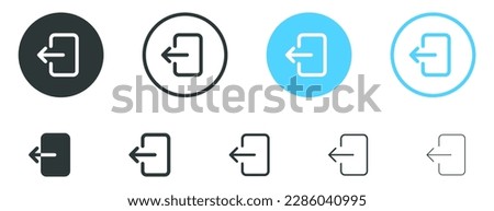 arrow Logout account icon - Enter symbol, log out icon button - arrow and door icon entry symbols in filled, thin line, outline and stroke style for apps and website