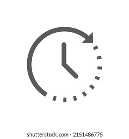 Arrow loop clock black vector icon. Reverse, processing and wait filled symbol.