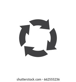 Arrow loop icon in black on a white background. Vector illustration