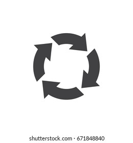 Arrow loop icon in black on a white background. Vector illustration