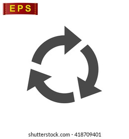 arrow loop icon, vector arrow sign, isolated  curved arrow symbol