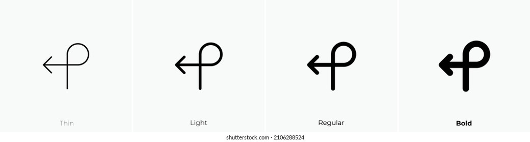arrow loop left icon. Thin, Light Regular And Bold style design isolated on white background
