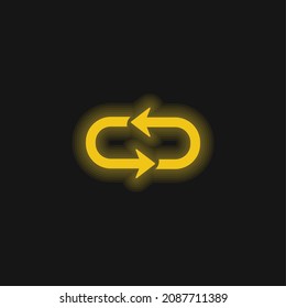 Arrow Loop yellow glowing neon icon