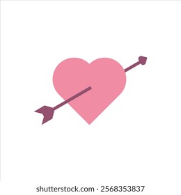 Arrow of love flat icon, valentines day illustration, love and arrow icon design illustration. 