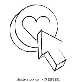 arrow with love heart button icon