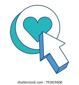 arrow with love heart button icon