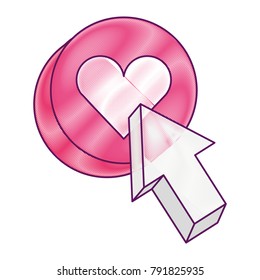 arrow with love heart button icon