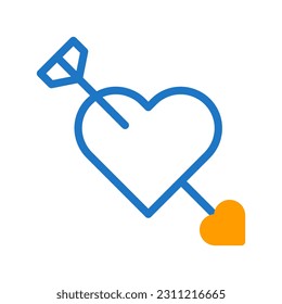 Arrow love icon duotone blue orange style valentine illustration vector element and symbol perfect.