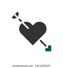 Arrow love icon solid grey green style valentine illustration vector element and symbol perfect.