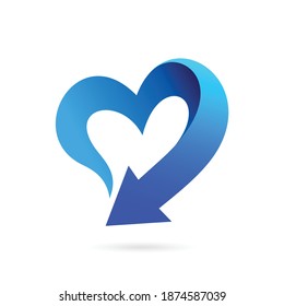 logotipo vectorial de icono de amor de flecha