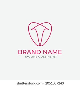 Up arrow love logo design vector. Abstract line logo icon design.
