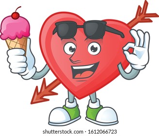 Arrow love mascot cartoon design with ice cream