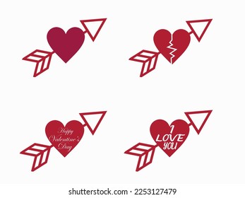 Arrow with Love shape. Fake love 