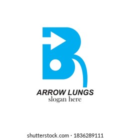 Arrow lungs with letter B logo template vector illustration
