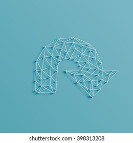 An arrow made by lines and pins, 3D realistic, vector illustration