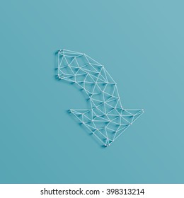 An arrow made by lines and pins, 3D realistic, vector illustration