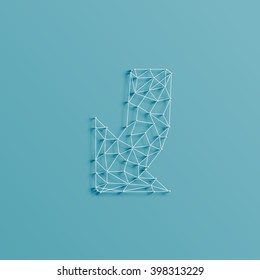 An arrow made by lines and pins, 3D realistic, vector illustration