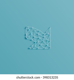 An arrow made by lines and pins, 3D realistic, vector illustration