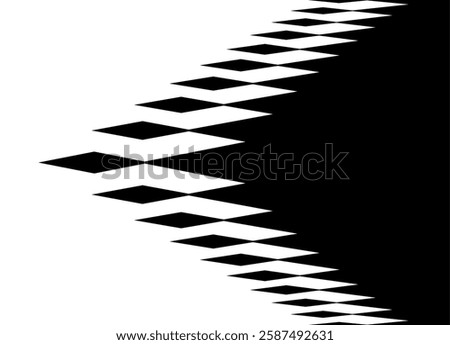 Arrow made of sharp pixelated elements with transition from black to white.  design in digital style, modern graphic element. Sports vector pattern. Pointer, navigation, direction. Speed