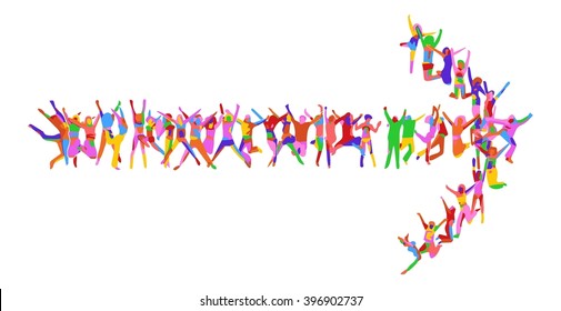 Arrow made of Vector Silhouettes Illustration 
