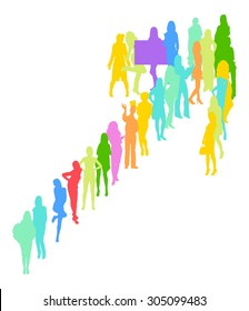 Arrow made of Vector Silhouettes Many People 