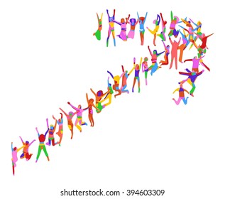 Arrow made of Vector Silhouettes Many People 
