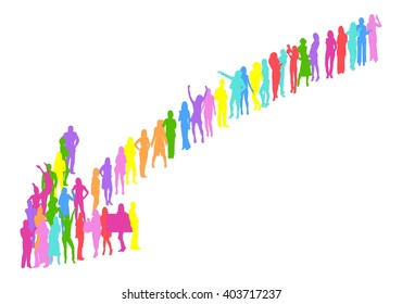 Arrow made of Vector Silhouettes Many People 