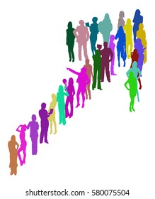 Arrow made of Vector Silhouettes Many People 